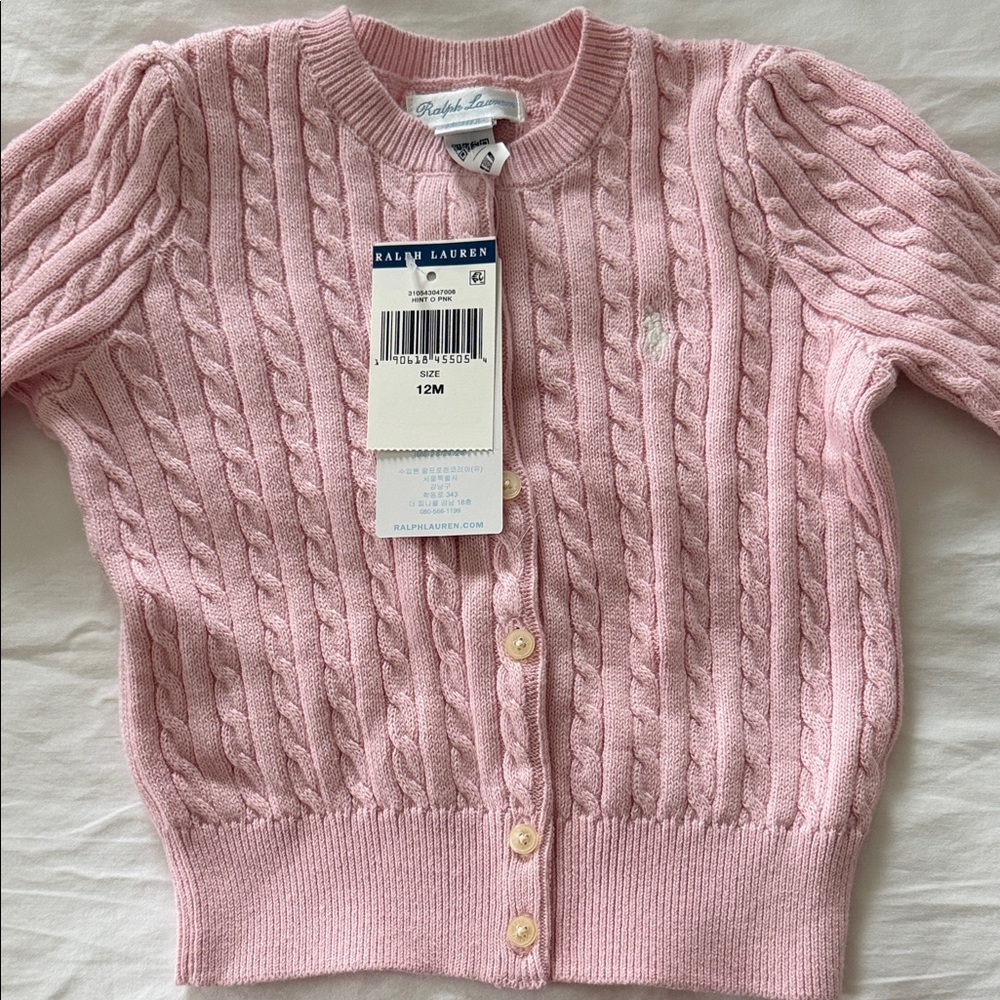 Ralph Lauren Soft Pink Knit Sweater- 12M - NWT